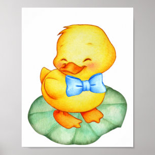 Cute lycklig gult-ankning poster