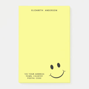 Cute Lycklig Gult Ansikte Personlig Adress Post-it Block