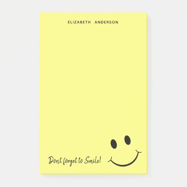 Cute Lycklig Gult Ansikte Smiles Personlig Post-it Block (Framsida)