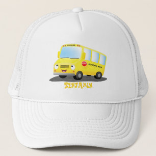 Cute lycklig gult buss tecknad keps