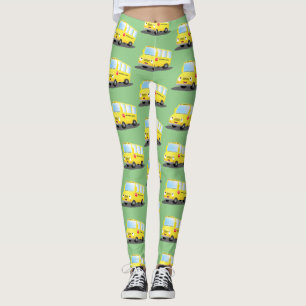 Cute lycklig gult buss tecknad leggings