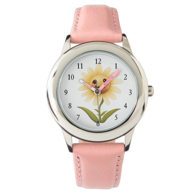 Cute Lycklig Gult Flower Armbandsur (Framsida)