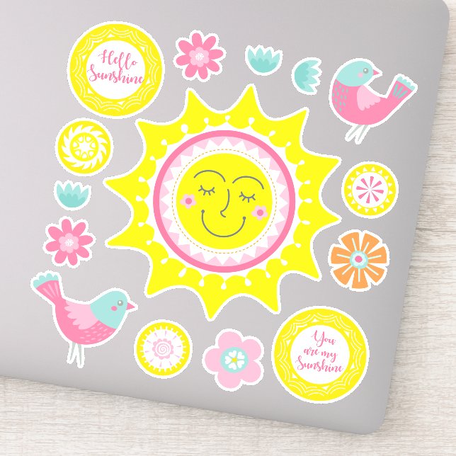 Cute Lycklig Gult Sunshine Klistermärken (Detalj)