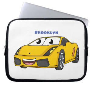 Cute lycklig gult-tecknaden för sportbilar laptop fodral
