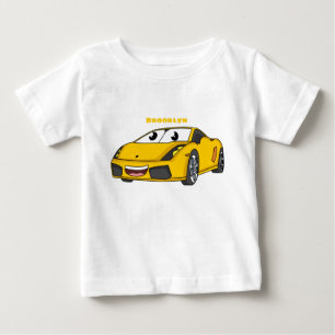 Cute lycklig gult-tecknaden för sportbilar t shirt