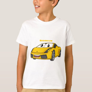 Cute lycklig gult-tecknaden för sportbilar t shirt