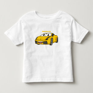 Cute lycklig gult-tecknaden för sportbilar t shirt