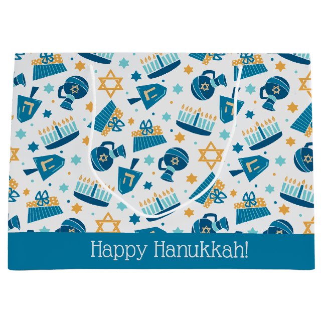 Cute Lycklig Hanukkah Jumbo Gift Bag (Framsidan)