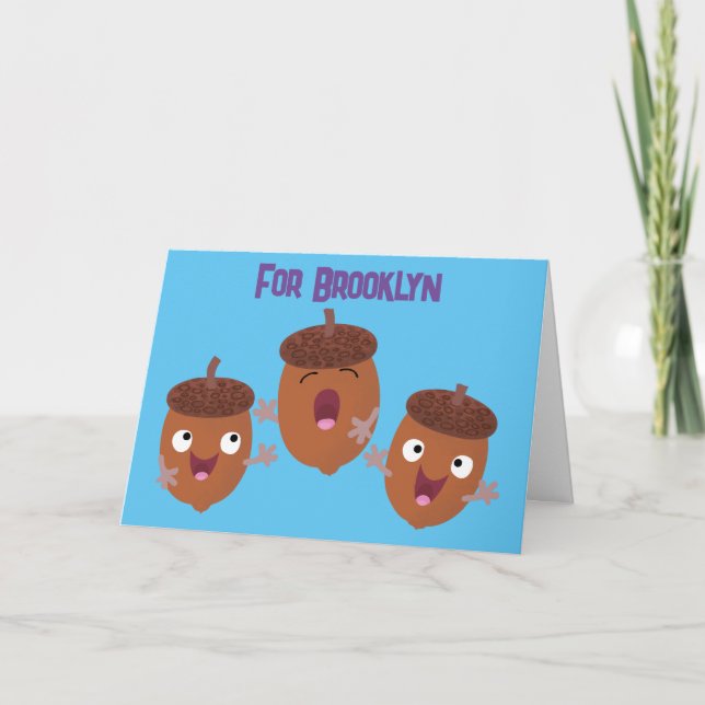 Cute lycklig har sjungande tecknad för barn kort (Framsida)