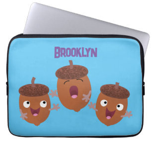 Cute lycklig har sjungande tecknad för barn laptop fodral