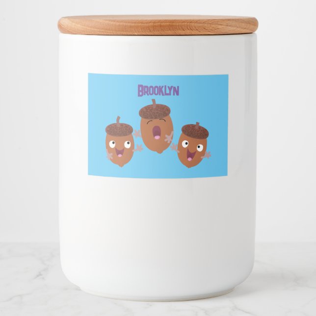 Cute lycklig har sjungande tecknad för barn mat etiketter (Framsida)