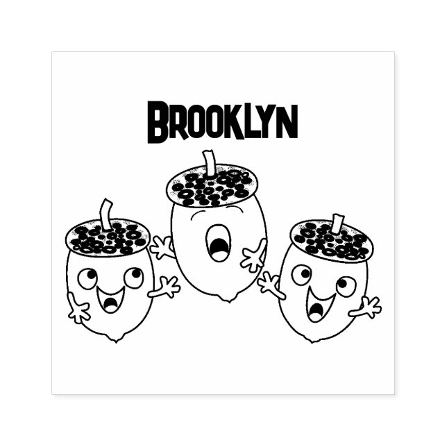 Cute lycklig har sjungande tecknad för barn stämpel (Tryck)