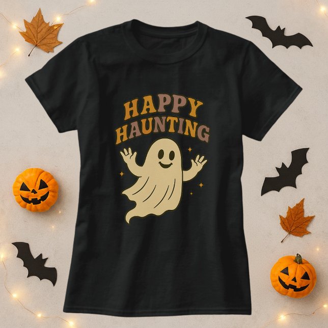 Cute Lycklig Haunting Ghost Halloween T Shirt (Skapare uppladdad)