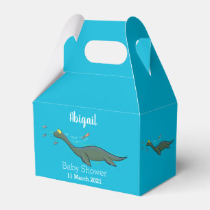 Cute, lycklig havets monsterplesiosaur-tecknad presentaskar