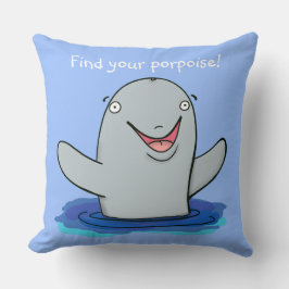 Cute lycklig hittar din porpoise Blue tecknad Kudde