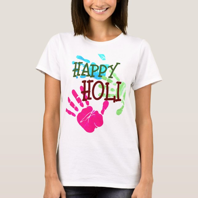 Cute Lycklig Holi T Shirt (Framsida)
