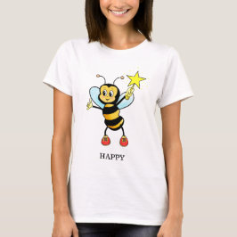 Cute Lycklig Honungsbi med stjärnan på Himmel Blue T Shirt