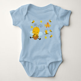 Cute Lycklig Humla med blommor Blue T Shirt