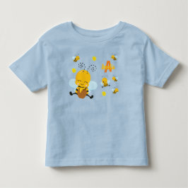 Cute Lycklig Humla med blommor Blue T Shirt