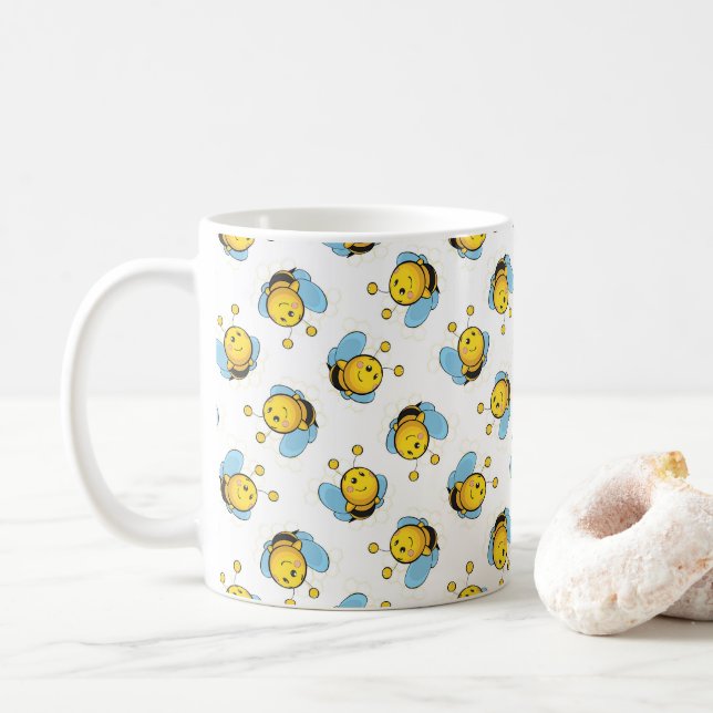 Cute lycklig humla mönster kaffemugg (Med munk)
