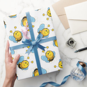 Cute lycklig humla mönster presentpapper