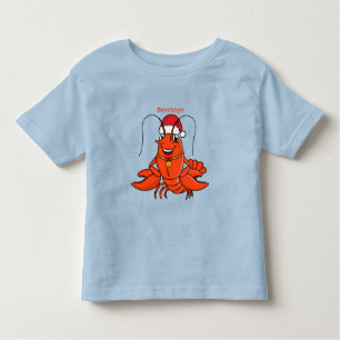 Cute lycklig hummer med julhatt tecknad t shirt