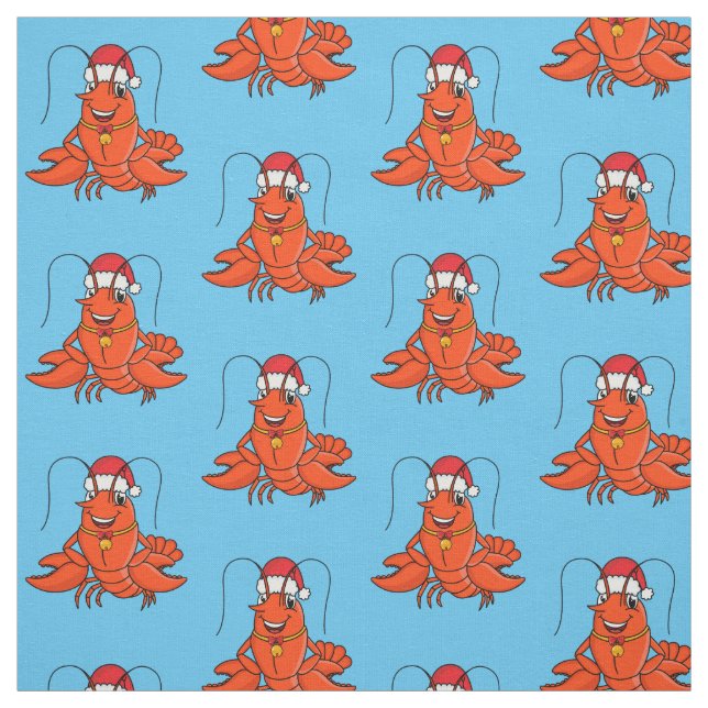 Cute lycklig hummer med julhatt tecknad tyg (Provkarta)