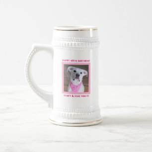 Cute Lycklig Hund med själslig Rosa av födelsedag Sejdel