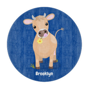 Cute lycklig jersey-tecknad för kor och blommor