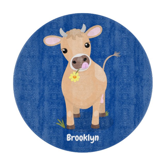 Cute lycklig jersey-tecknad för kor och blommor (Framsidan)