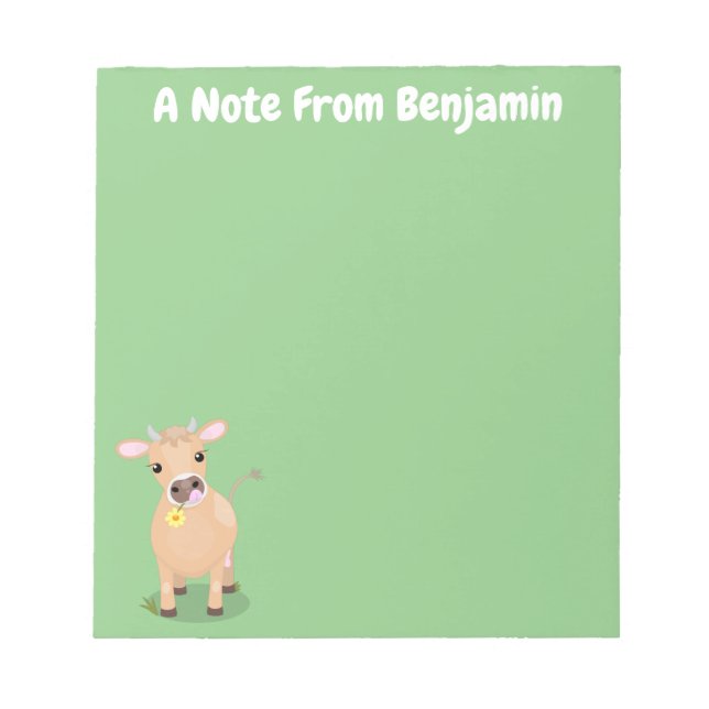 Cute lycklig jersey-tecknad för kor och blommor anteckningsblock (Framsida)