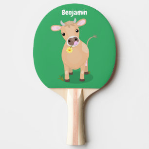 Cute lycklig jersey-tecknad för kor och blommor pingisracket