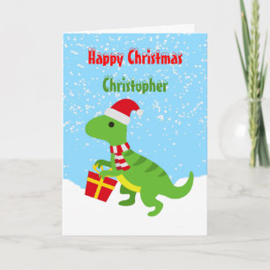 Cute Lycklig Jul Dinosaur T Rex Kort