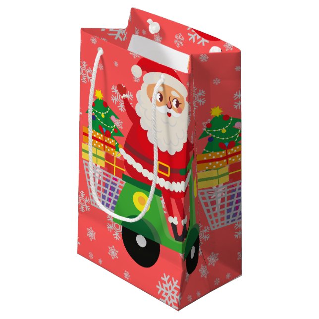 Cute lycklig jultomten shoppar för barn rosa (Framsidan Vinklad)