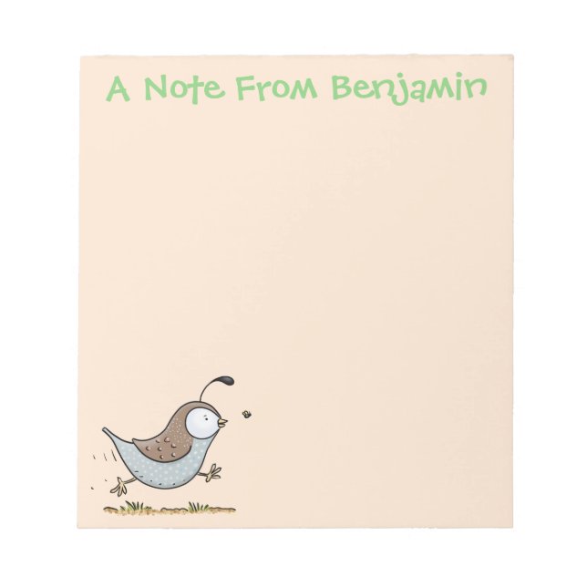 Cute lycklig kalifornian quail tecknad illustratio anteckningsblock (Framsida)