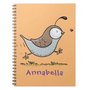 Cute lycklig kalifornian quail tecknad illustratio anteckningsbok