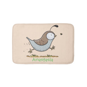 Cute lycklig kalifornian quail tecknad illustratio badrumsmatta