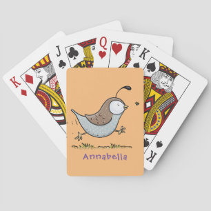 Cute lycklig kalifornian quail tecknad illustratio casinokort