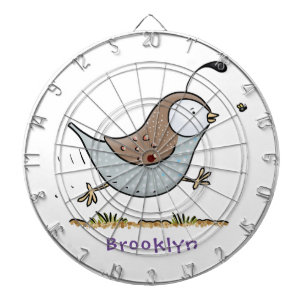 Cute lycklig kalifornian quail tecknad illustratio darttavla