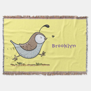 Cute lycklig kalifornian quail tecknad illustratio filt