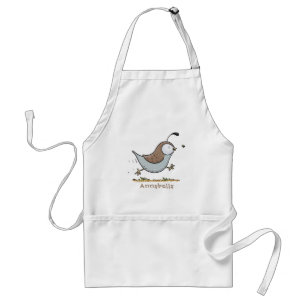 Cute lycklig kalifornian quail tecknad illustratio förkläde
