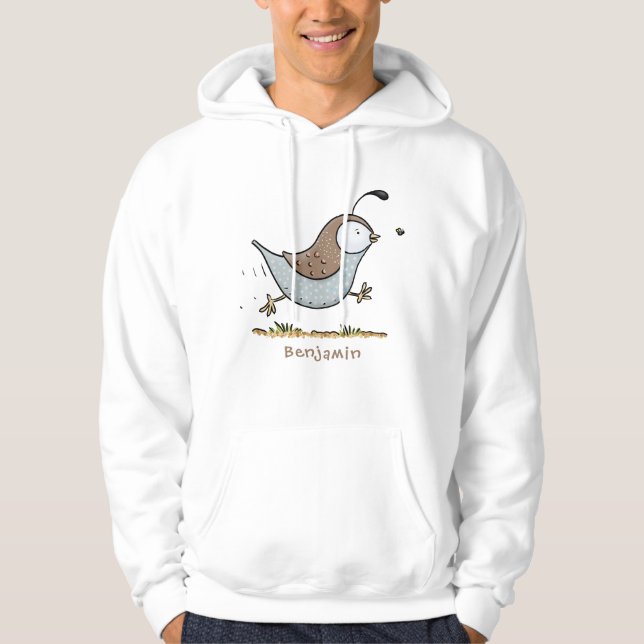 Cute lycklig kalifornian quail tecknad illustratio hoodie (Framsida)