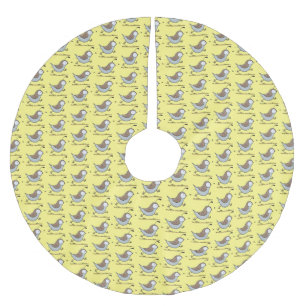 Cute lycklig kalifornian quail tecknad illustratio julgransmatta borstad polyester