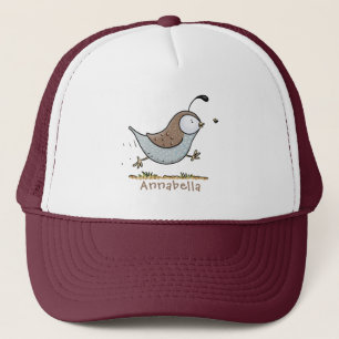 Cute lycklig kalifornian quail tecknad illustratio keps