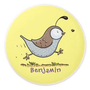 Cute lycklig kalifornian quail tecknad illustratio knopp