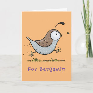 Cute lycklig kalifornian quail tecknad illustratio kort