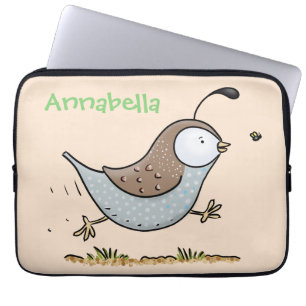 Cute lycklig kalifornian quail tecknad illustratio laptop fodral