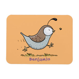 Cute lycklig kalifornian quail tecknad illustratio magnet