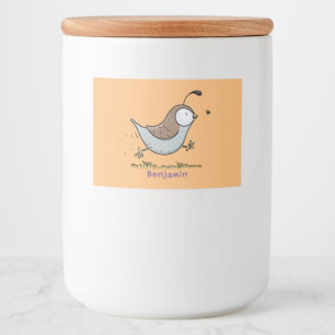Cute lycklig kalifornian quail tecknad illustratio mat etiketter
