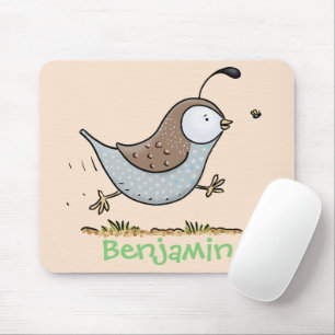 Cute lycklig kalifornian quail tecknad illustratio musmatta